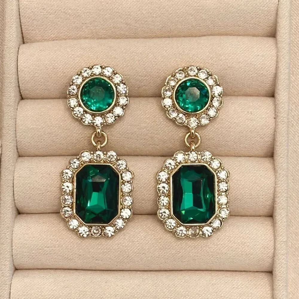 J.Crew | Emerald Drop Earrings | 1 3/4” Drop
